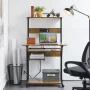 Alden Design 3 Tiers Computer Desk with Charging Station Printer Shelf for Home Office, Rustic Brown - Image 3