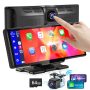 Portable Wireless Carplay With 2.5K Camera, 1080P Back Cam 9.3inches Ultra HD Android Auto Car Play Screen For Car DVR Loop Recording, Bluetooth GPS Navigation Touch Drive Screen With FM Radio System - Image 3
