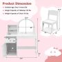 Kids Vanity Table and Chair Set with Shelves Drawer and Cabinet - White - Image 4