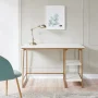 Leick Home Reversible Stepped Tier Shelf Rectangular Desk in White Herringbone/Satin Gold Finish - Image 3