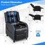 Blue PU Leather Massage Gaming Recliner Chair with Side Pockets - Image 4