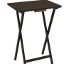Mainstays 5-Piece Rubberwood Folding TV Tray Table Set of 4 with Storage Rack, Walnut - Image 3