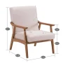 Ktaxon Mid-Century Accent Chair Modern Arm Chair with Solid Wood Frame,Teddy Velvet Fabric Club Chair,Beige - Image 2