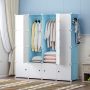 YOZO Cube Storage Organzier Portable Closet Wardrobe Bedroom Dresser (56x14x56 inches) Portable Closet Cube Shelf Armoire Pantry Cabinet, 16 Cubes, Blue - Image 2