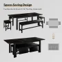 iPormis 5-Piece Dining Table Set for 4-8 People, Extendable Kitchen Table Set with 2 Benches and 2 Square Stools, Black - Image 6