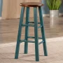 Ivy 29 in. Rustic Teal and Walnut Wood Frame Bar Stool - Image 2