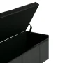 Avalon 48 inch Wide Contemporary Storage Ottoman Bench in Midnight Black Vegan Leather - Image 3