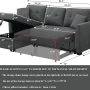 Alexent 3 Seater L-Shaped Sofa with Pull-Out Sleeper Sofa, Sofa with Storage Recliner for Living Room, Bedroom, Apartment Small Combination Sofa, Dark Gray - Image 2
