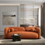 Bodur Japandi Style Luxury Modern Orange Boucle Fabric Curvy Arm Couch - Image 2