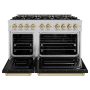 ZLINE - 48 in. Wide 8 Burner Autograph 6.7 cu. ft. Freestanding Classic Satin Steel Gas Range w/ Black Doors & Bronze Accents - Black Matte - Image 3