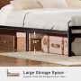 GUNAITO Twin Size Bed Frame with Headboard Metal Platform Bed with LED Lights and Charging Station Rustic Brown - Image 3