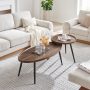 Danya B. Paxton Living Room Nesting Raised Lip Edge 2 Piece Coffee Table Set with Modern Black Metal Taper Legs - Round and Oval - Walnut - Image 3