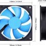 120mm Computer PC Cooling Fan 12V 3Pin 4Pin Blue Quiet CPU Case Fan 1200RPM for Mining Rig Frame and PC Case Cooler 3-Pack - Image 1