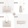 LOVEVOOK Laptop Bag for Women, Fashion Computer Tote Large Capacity Handbag, Leather Shoulder Bag Purse Set, Professional Business Work Briefcase for Office Lady, 2PCs, 15.6-Inch, Beige White - Image 5
