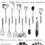 ReaNea Kitchen Utensils Set 37 Pieces, Stainless Steel Cooking Utensils Set, Kitchen Gadgets Cookwarewith Hooks For Hanging Kitchen Tool Set - Image 3