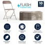 Brown Metal Folding Chair (Set of 10) - Black - Image 2