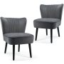 Set of 2 Upholstered Modern Leisure Club Chairs with Solid Wood Legs - Image 4