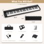 61-Key Folding Piano Keyboard with Full Size Keys and Music Stand - Image 3