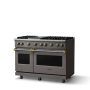 Viking - 48 in. Wide 6 Burner Pro 5 Series 6.1 Cu. Ft. Freestanding Sealed Burner Gas Convection Range with Brushed Brass - Damascus Gray - Image 2