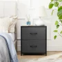 Mainstays 2 Drawer Fabric Nightstand, Grey Finish - Image 1