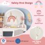 Kids Vanity Table and Chair Set with Shelves Drawer and Cabinet - White - Image 5