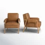Arhiana Faux Leather Armchair with Solid Wood Legs - Image 6