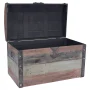 Household Essentials Large Wooden Storage Trunk, Weathered Wood with Paint Finish, Hinged Lid with Metal Accents - Image 4