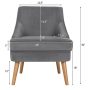 Gray Mid Century Velvet Accent Chair with Rubber Wood Legs for Bedroom - Image 4