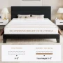 Sha Cerlin King Size Platform Bed Frame with Upholstered Velvet Headboard, Black - Image 6