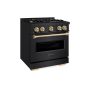 ZLINE - 30 in. Wide 4 Burner 4.2 cu. ft. Autograph Classic Dual Fuel Freestanding Black Stainless Range w/ Bronze Accents - Black Stainless Steel - Image 3