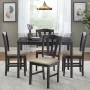 TMS Metropolitan 5-Piece Wood Farmhouse Upholsered Dining Set with Table and Chairs, Black - Image 2