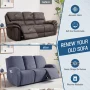 TAOCOCO Recliner Sofa Covers 3 Pieces Reclining Couch Covers for 3-Seater Sofa Furniture Protector w/ Pockets, Dark Gray - Image 2