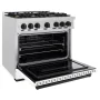 ZLINE - 36 in. Wide 6 Burner 5.2 cu. ft.  Autograph Classic Dual Fuel Freestanding Range with White and Black Accents - White - Image 3