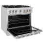 ZLINE - 36 in. Wide 6 Burner 5.2 cu. ft. Classic Dual Fuel Freestanding Satin Steel Stainless Range with Convection Oven - Stainless Steel - Image 3