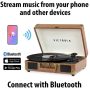 Brown Portable Suitcase Record Player Bluetooth Vinyl Record Player Suitcase New - Image 2