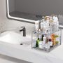 Simple Trending Stackable 2-Tier Vertical Bathroom Storage Under Sink Cabinet Organizer, Toilet Vanity Organizer Drawers, Silver - Image 2