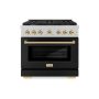 ZLINE - 36 in. Wide 6 Burner 5.2 cu. ft.  Autograph Paramount Dual Fuel Freestanding Range with Black and Gold Accents - Black - Image 1