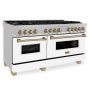 ZLINE - 60 in. Wide 8 Burner Autograph Legacy Dual Fuel Freestanding Range in Satin Steel w/ White & Bronze Accents - Stainless Steel - Image 2