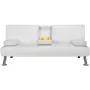 Renwick LuxuryGoods Modern Faux Leather Futon with Cupholders and Pillows, White - Image 1