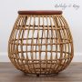 Rutledge & King Rattan Wood Top Table - Enderly Side Tables - End Tables Living Room and Bedroom - Boho Nightstand - Round End Table with Wood Top - Rattan Nightstand - Round Accent Table - Image 3