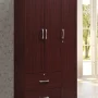 Hodedah 3 Door Bedroom Armoire with Drawers, Mahogany - Image 2