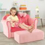 Ultra Soft Velvet Kids Sofa Chair Toddler Couch with Ottoman - Image 2