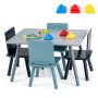 5 Pieces Kids Wooden Activity Play Furniture Set with Building Blocks - Image 3