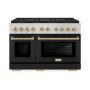 ZLINE - 48 in. Wide 8 Burner Autograph Paramount Dual Fuel Freestanding Range w/ DuoPro Cooktop & Black Doors w/ Gold Accents - Stainless Steel with Black Matte Door - Image 1