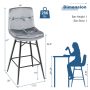 Gray 2 Pieces 29 Inch Velvet Bar Stools Set with Tufted Back and Footrests - Image 3