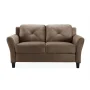 Harvard 57 in. Brown Microfiber 2-Seat Loveseat with Round Arms - Image 2