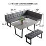 3-Piece Gray Dining Table Set 47.2 in. Rectangle Table, 1 Left Seat Bench and 1 Bench (Gray) - Image 4