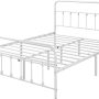 Yaheetech Classic Metal Platform Bed Frame Mattress Foundation with Victorian Style Iron-Art Headboard/Footboard/Under Bed Storage/No Box Spring Needed/Queen Size White - Image 4