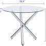 Glass Dining Table, Glass Round Dining Table Kitchen Table with Clear Tempered Glass Top, Modern Dining Table End Table Leisure Tea Coffee Table (Table) - Image 5