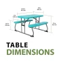 35.4 in. Aqua Blue Rectangle Steel and Resin Kids Picnic Table Seats 4 - Image 5